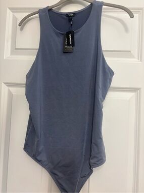 Express Dusty Blue Sleeveless Bodysuit